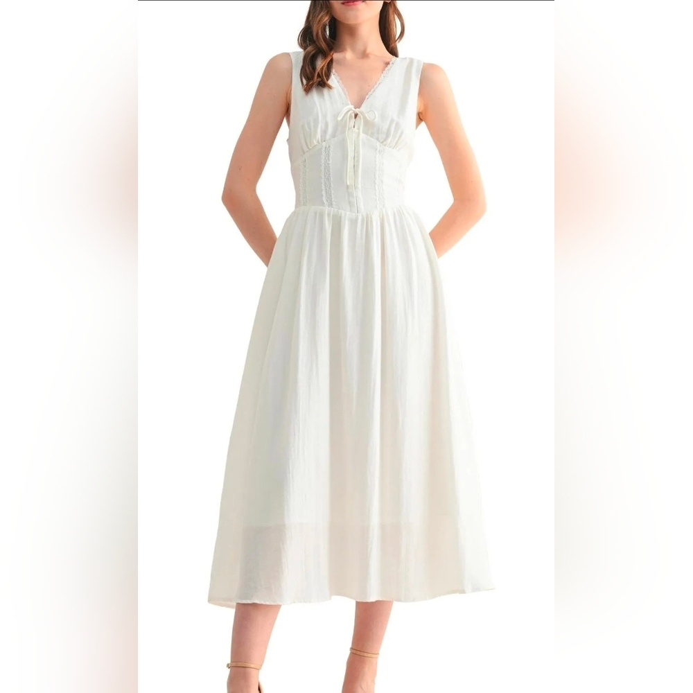 NWT | All in Favor White Midi Dress | Size M | Bridal
